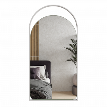 Арочное зеркало в белой металлической раме URSA 102 см