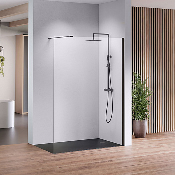 Стеклянная стационарная перегородка в душевую