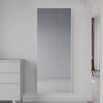 Зеркало прямоугольное в белой металлической раме «Мускат» XL (в тонкой раме) 200 см